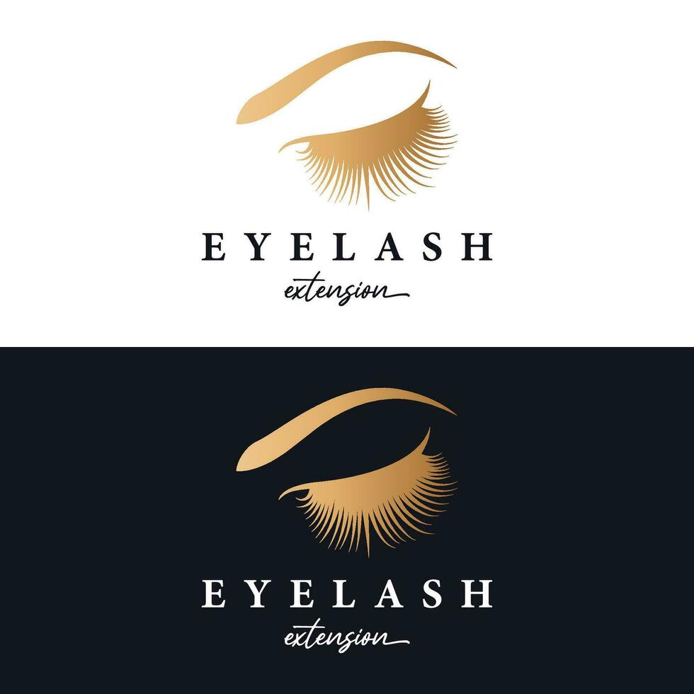 Beautiful and luxurious and modern women's eyelashes and eyebrows Logo Design. Logo for business, beauty salon, makeup, eyelash shop. vector