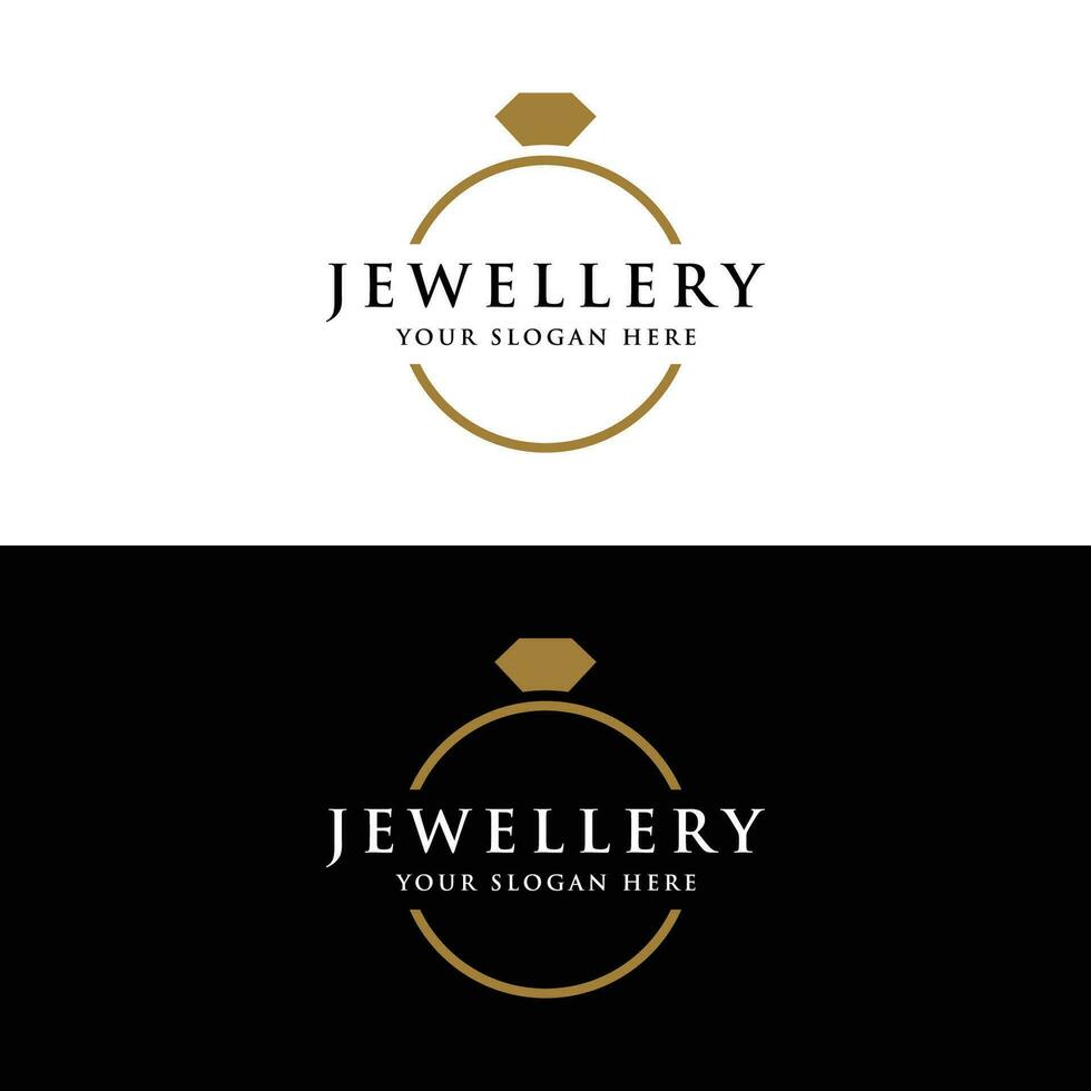 Luxury vintage jewelry logo template design with creative idea with abstract ring shape. Logo for jewelry shop,business,company,fashion. vector
