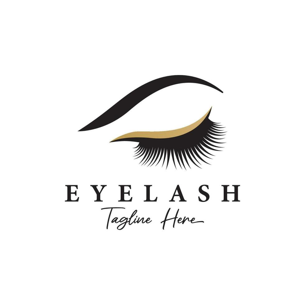 Beautiful and luxurious and modern women's eyelashes and eyebrows Logo Design. Logo for business, beauty salon, makeup, eyelash shop. vector