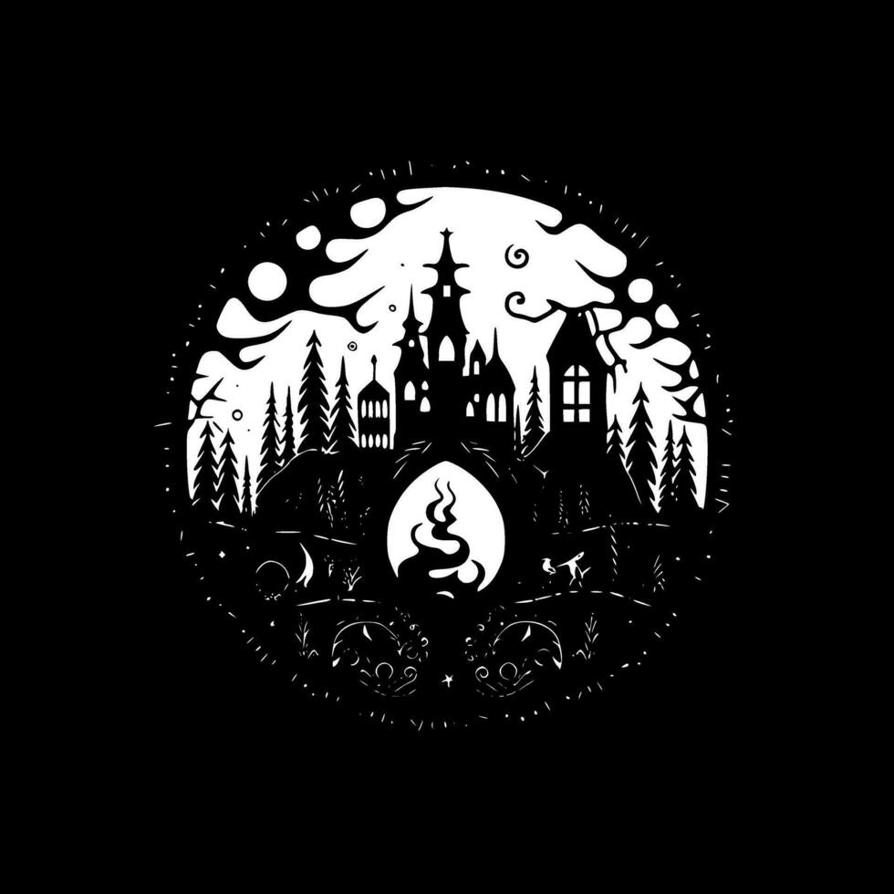 Fantasy, Black and White Vector illustration