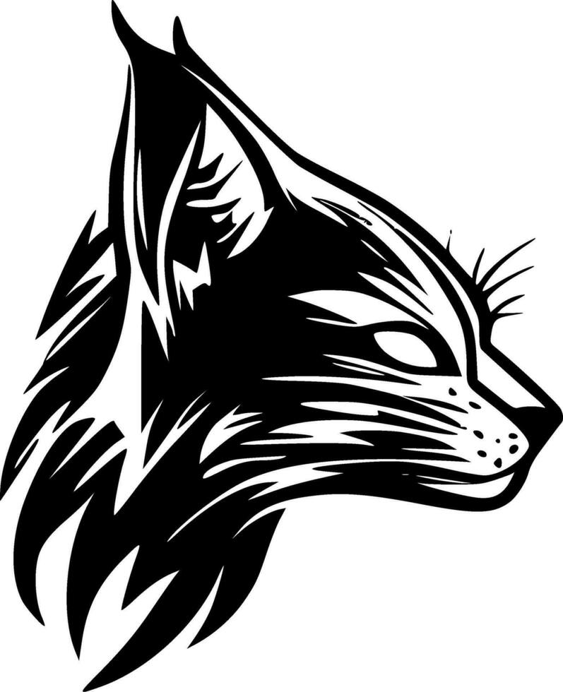 gato montés - negro y blanco aislado icono - vector ilustración