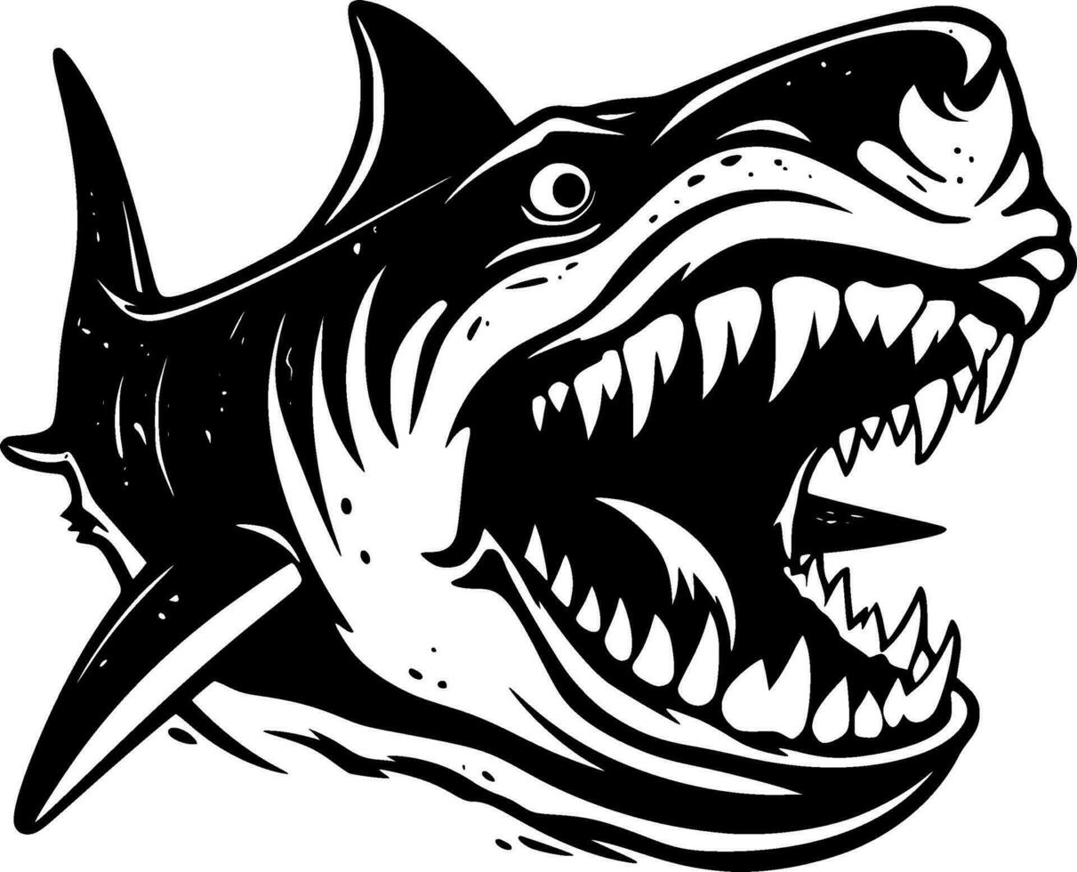 Shark - Black and White Isolated Icon - Vector illustration