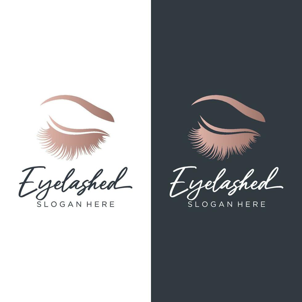 Beautiful and luxurious and modern women's eyelashes and eyebrows Logo Design. Logo for business, beauty salon, makeup, eyelash shop. vector