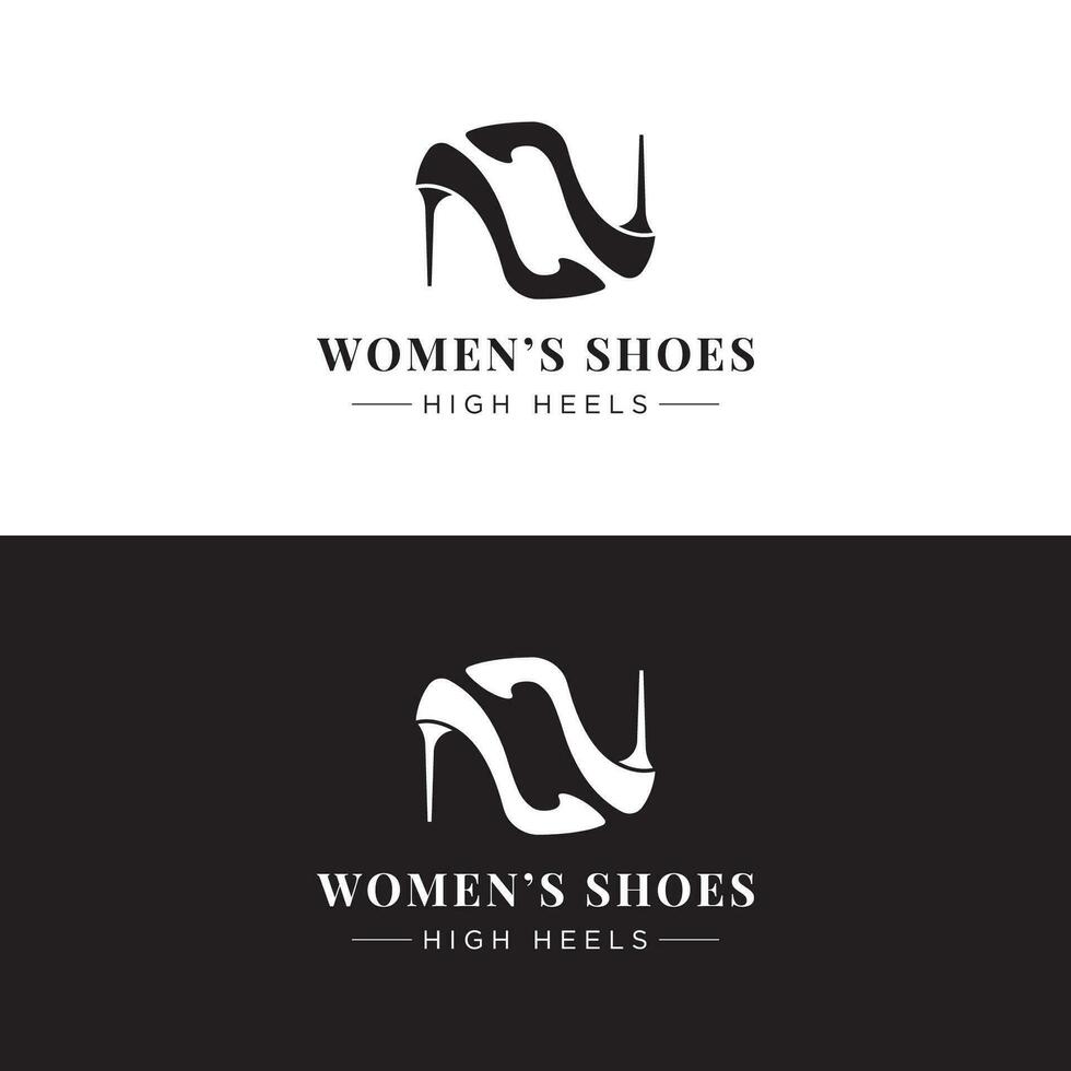 Trendy style women high heel shoes logo template design.Logo for business,shoe shop,fashion,model,beauty. vector