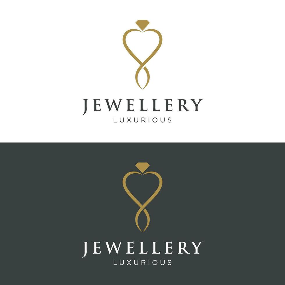 Luxury vintage jewelry logo template design with creative idea with abstract ring shape. Logo for jewelry shop,business,company,fashion. vector