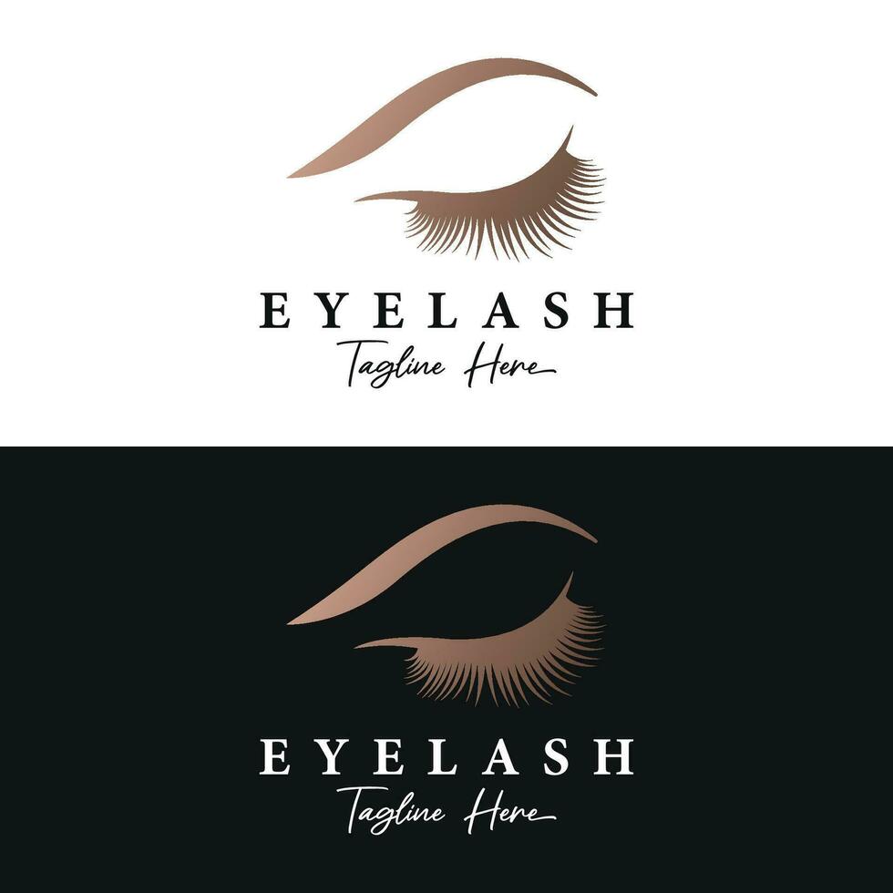 Beautiful and luxurious and modern women's eyelashes and eyebrows Logo Design. Logo for business, beauty salon, makeup, eyelash shop. vector