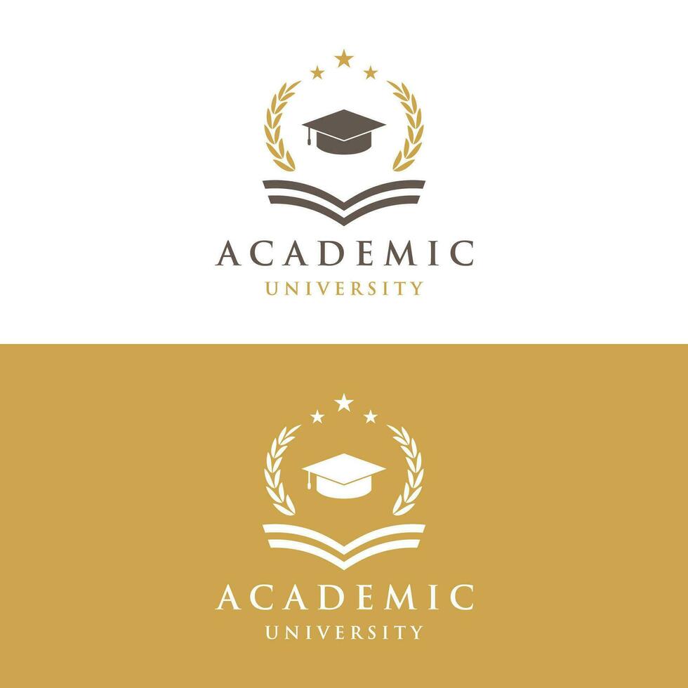 Education logo template design with bachelor cap and book concept with creative idea.Logo for school, university,academy and student. vector