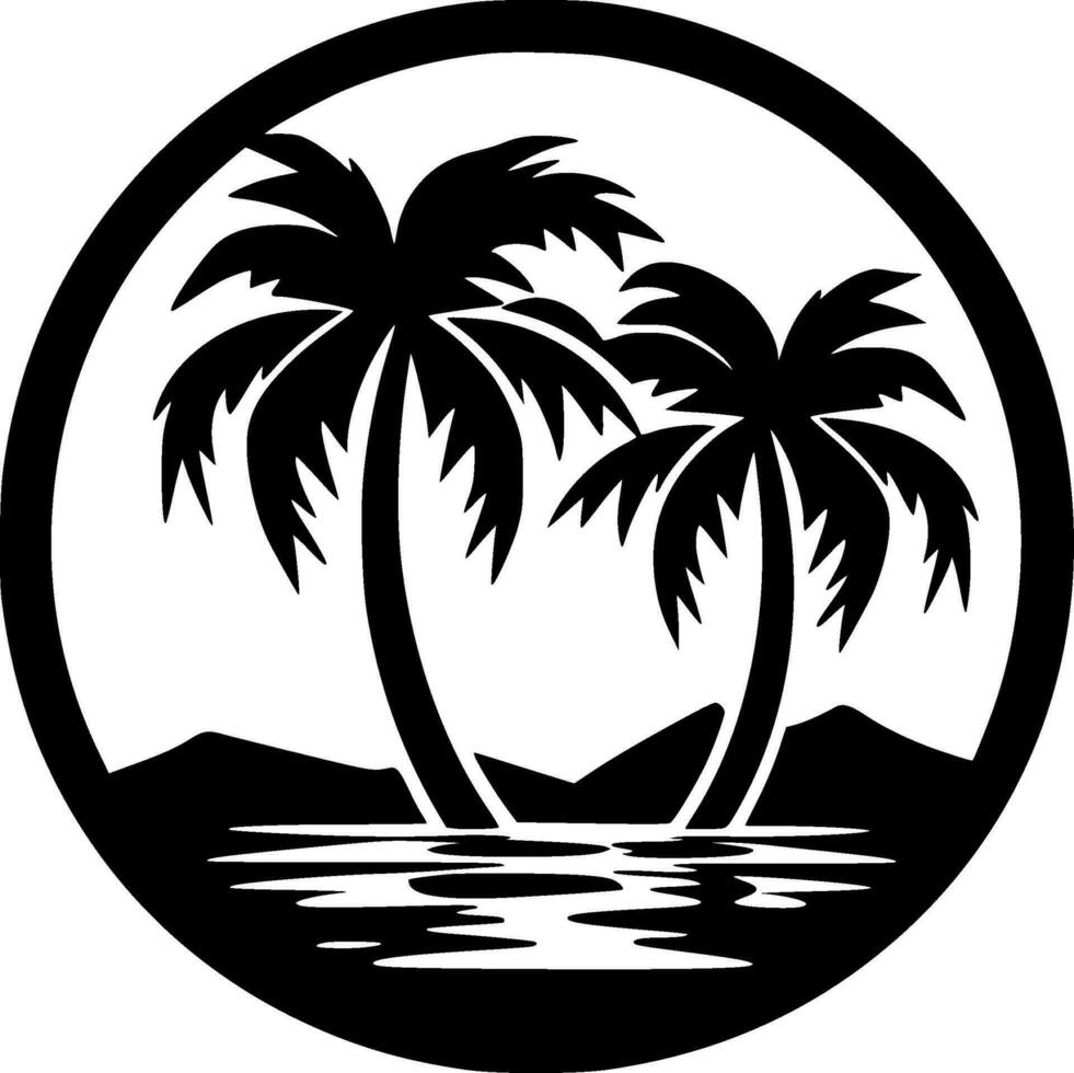 Beach - Black and White Isolated Icon - Vector illustration