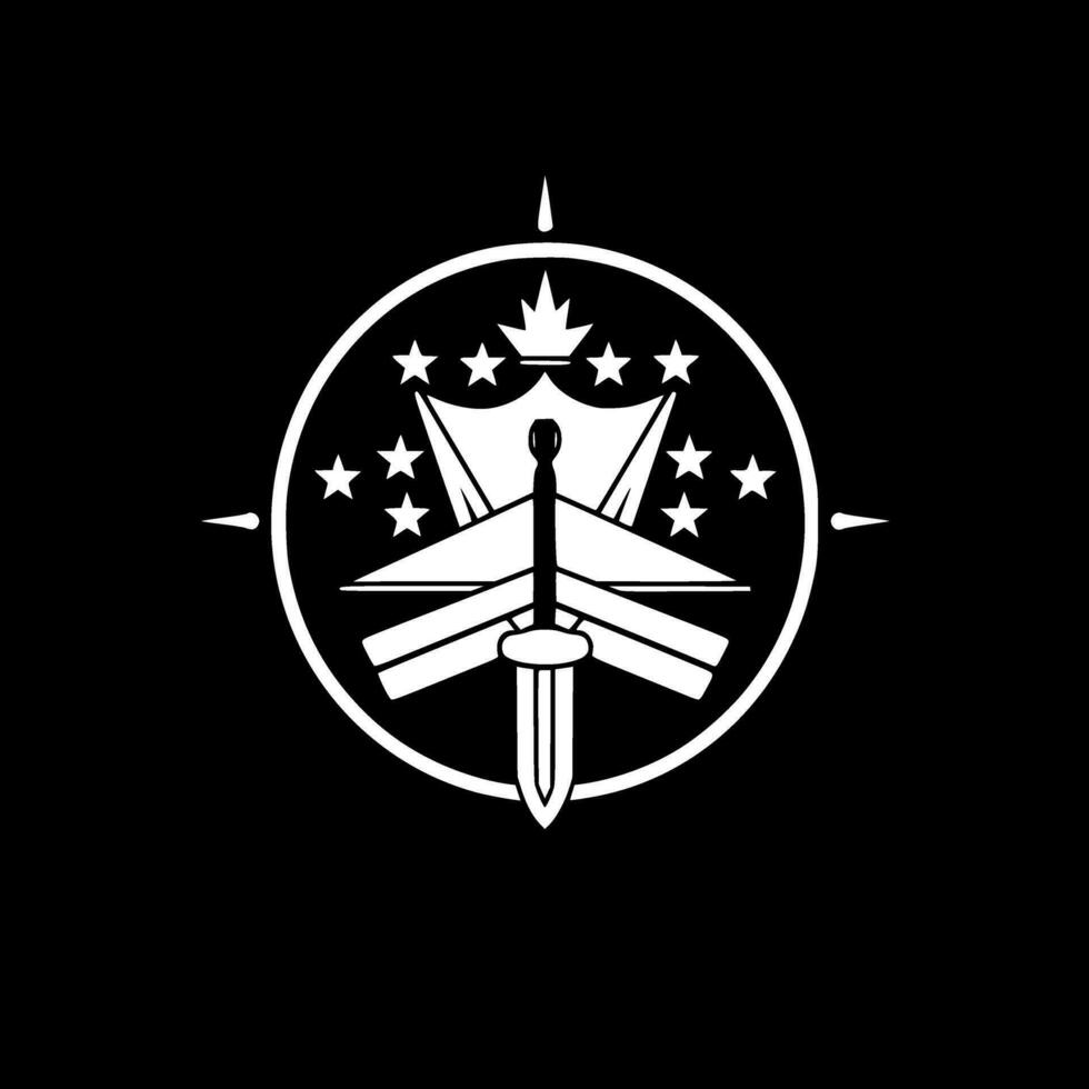 Military, Black and White Vector illustration