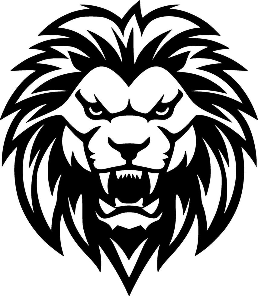 Lion, Black and White Vector illustration