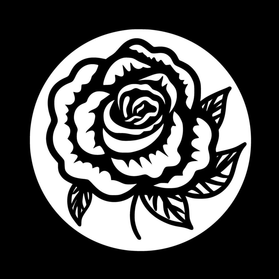 flor - negro y blanco aislado icono - vector ilustración