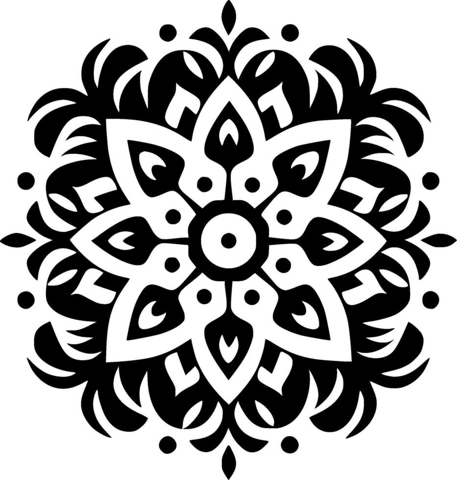 Mandala - Black and White Isolated Icon - Vector illustration