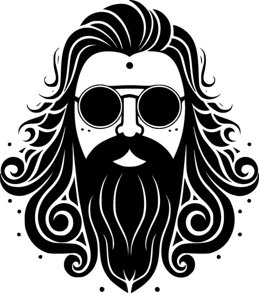 hippie - negro y blanco aislado icono - vector ilustración