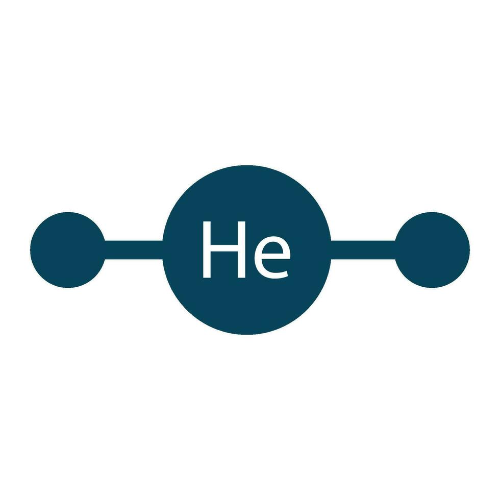 helio periódico mesa elemento químico símbolo. vector helio átomo gas icono