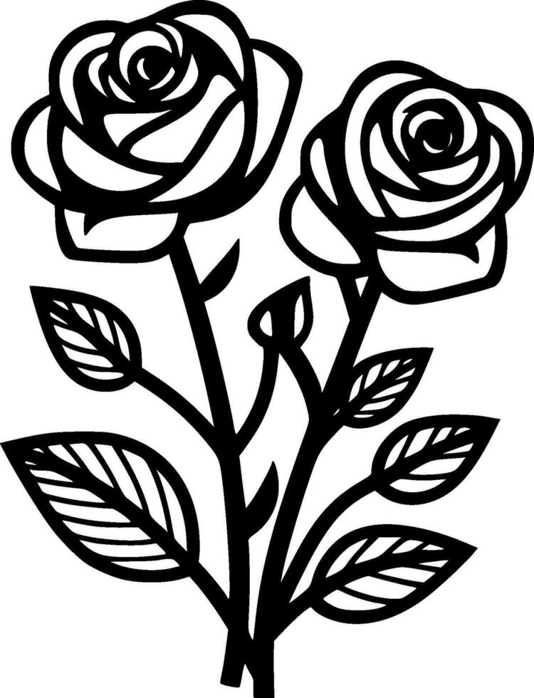 Roses, Minimalist and Simple Silhouette - Vector illustration