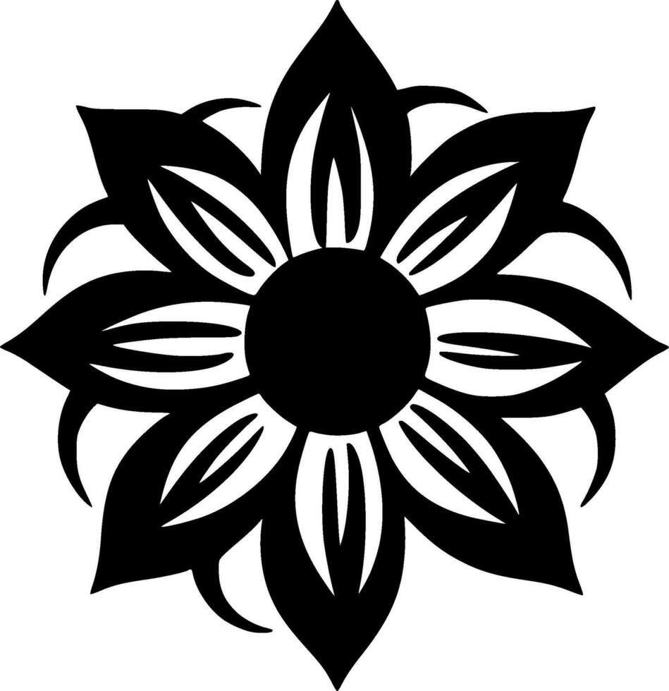 Flower, Black and White Vector illustration