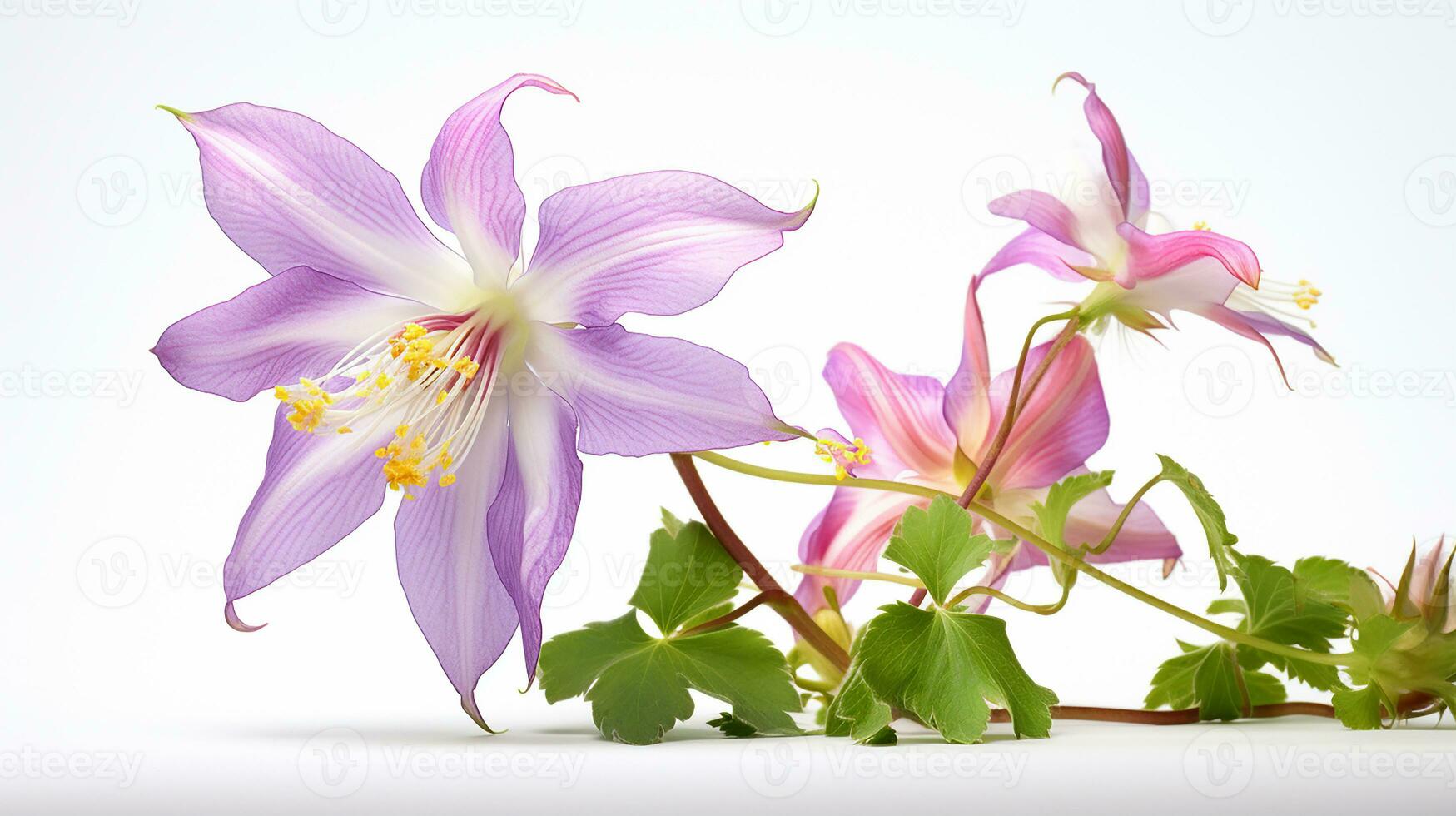 foto de hermosa aguileña flor aislado en blanco antecedentes. generativo ai