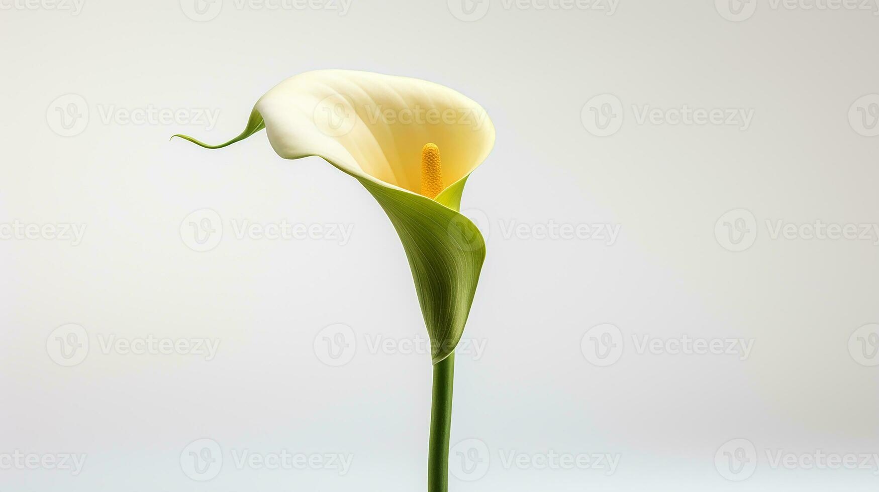 Photo of beautiful Calla Lily flower isolated on white background. Generative AI