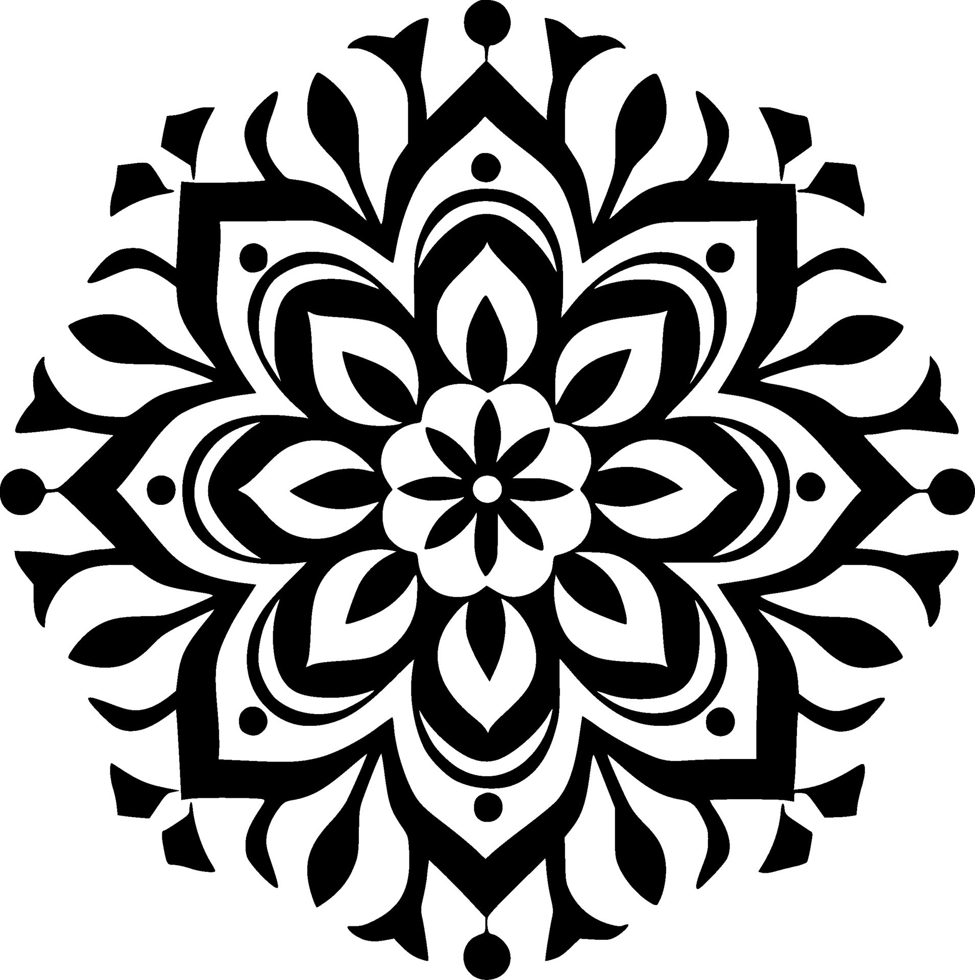 Mandala, Black and White Vector illustration 27211624 Vector Art at ...