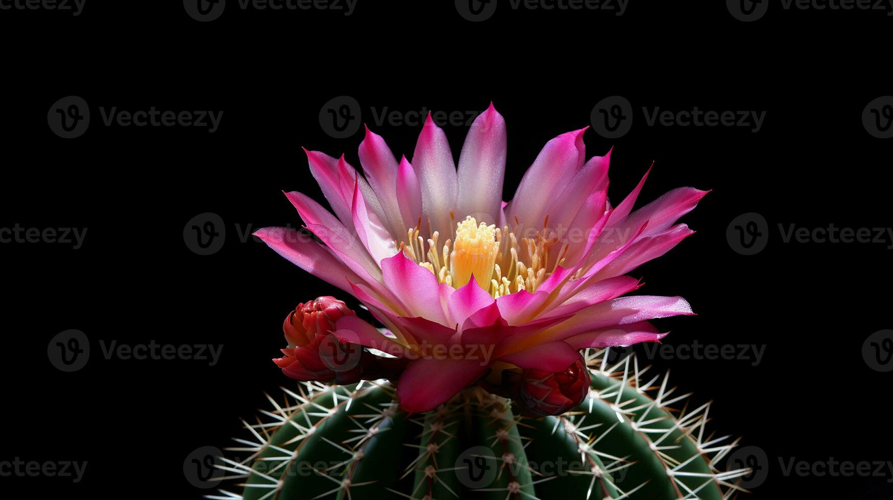 Photo of beautiful Cactus flower isolated on white background. Generative AI