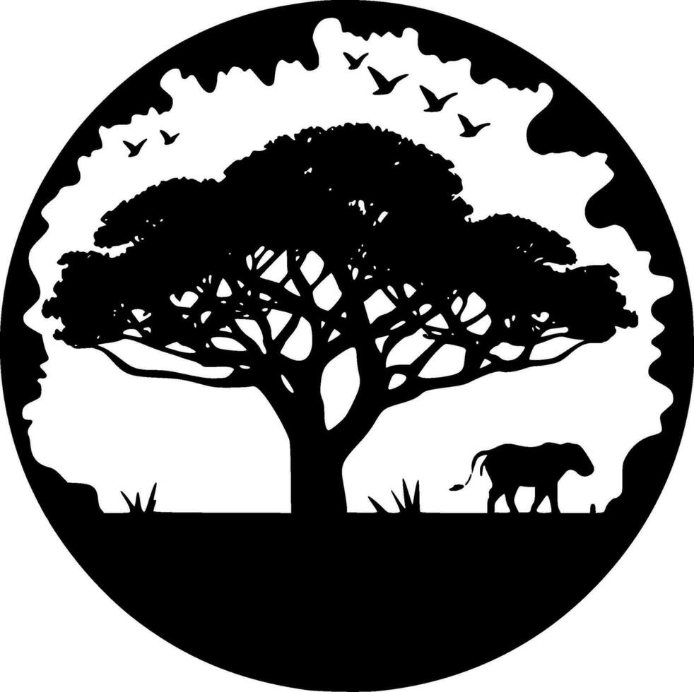 Africa, Black and White Vector illustration