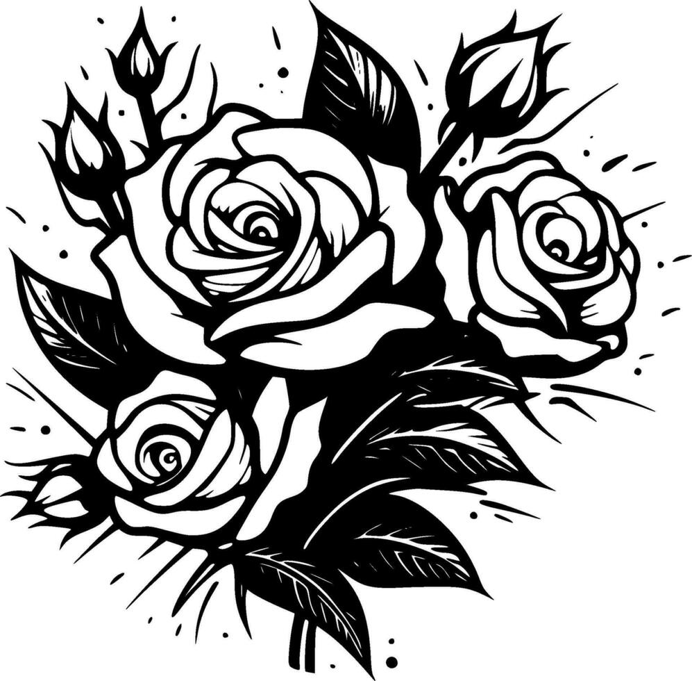 Roses, Minimalist and Simple Silhouette - Vector illustration