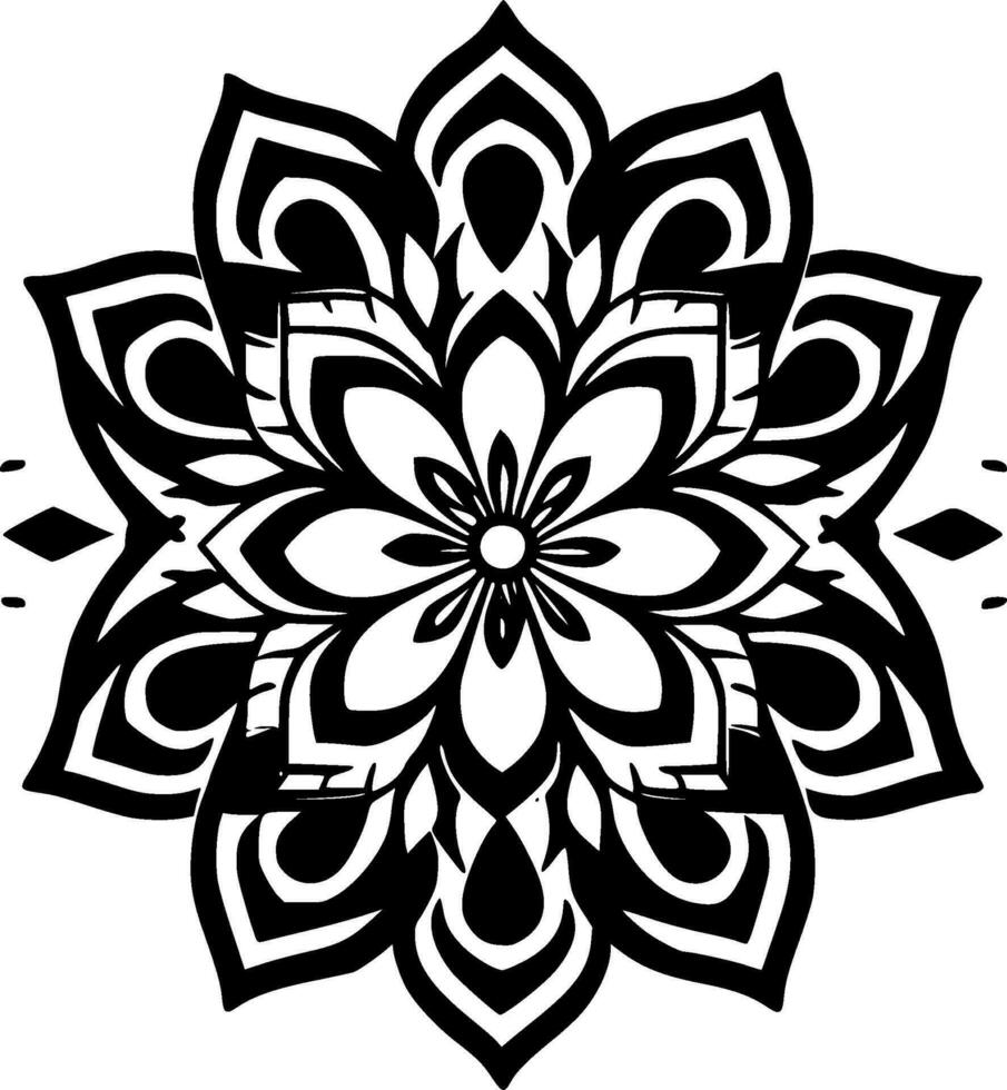 Mandala, Black and White Vector illustration