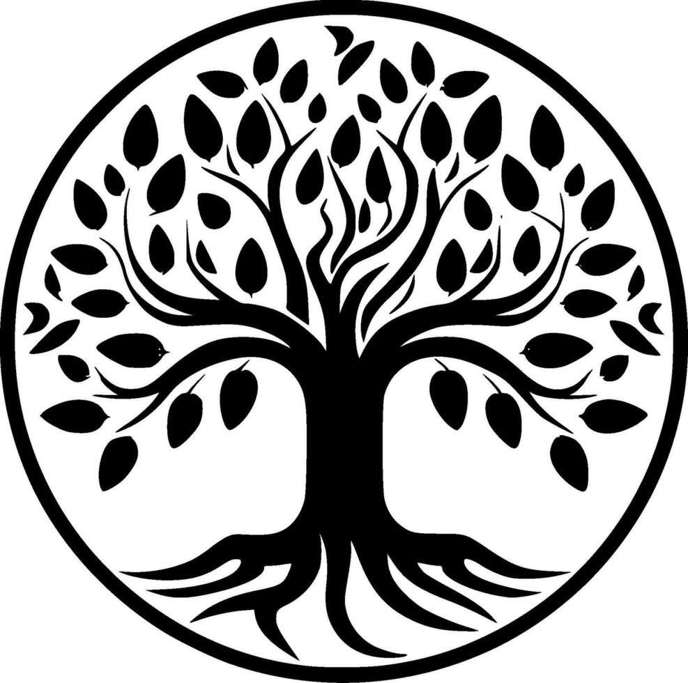 Tree - Black and White Isolated Icon - Vector illustration