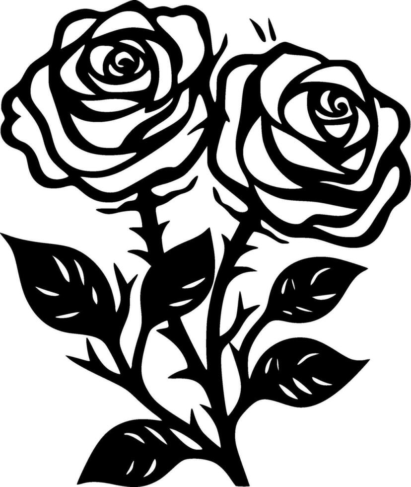 Roses - Black and White Isolated Icon - Vector illustration