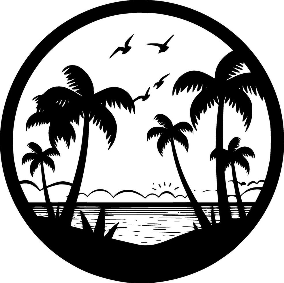 Summer - Black and White Isolated Icon - Vector illustration