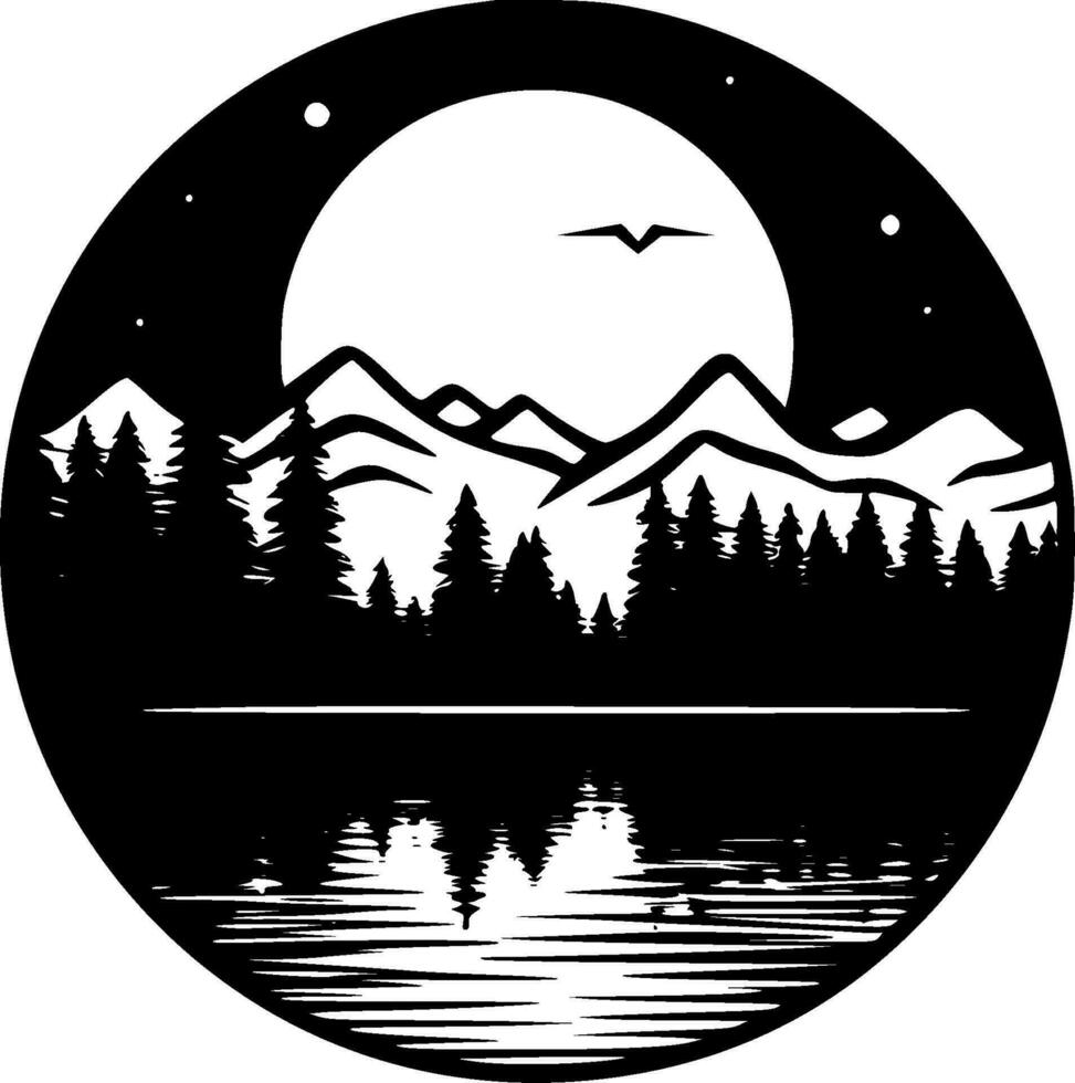 Lake, Minimalist and Simple Silhouette - Vector illustration