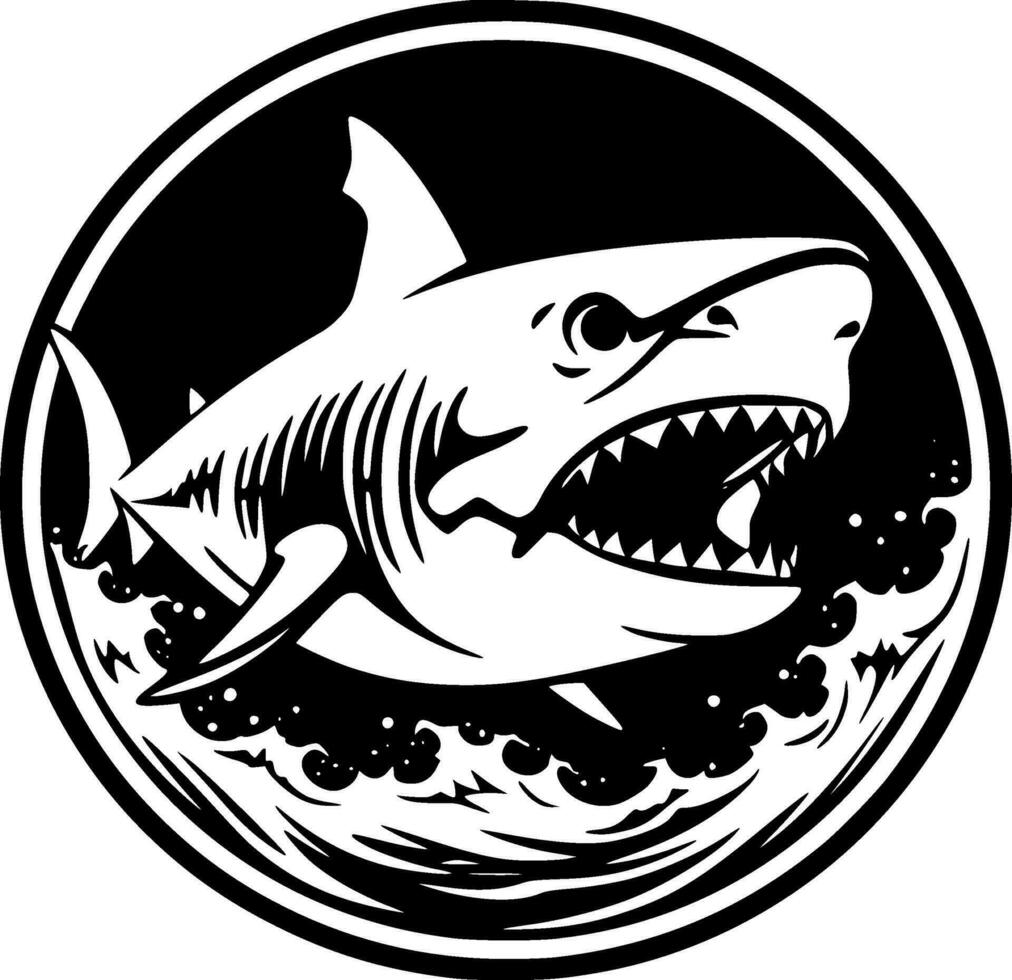 Shark, Black and White Vector illustration