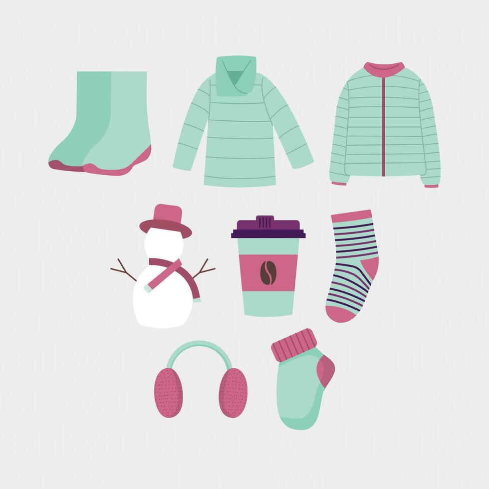 conjunto de invierno clipart ilustración vector