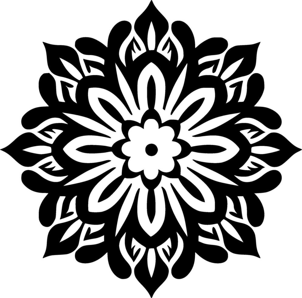 Mandala - Black and White Isolated Icon - Vector illustration