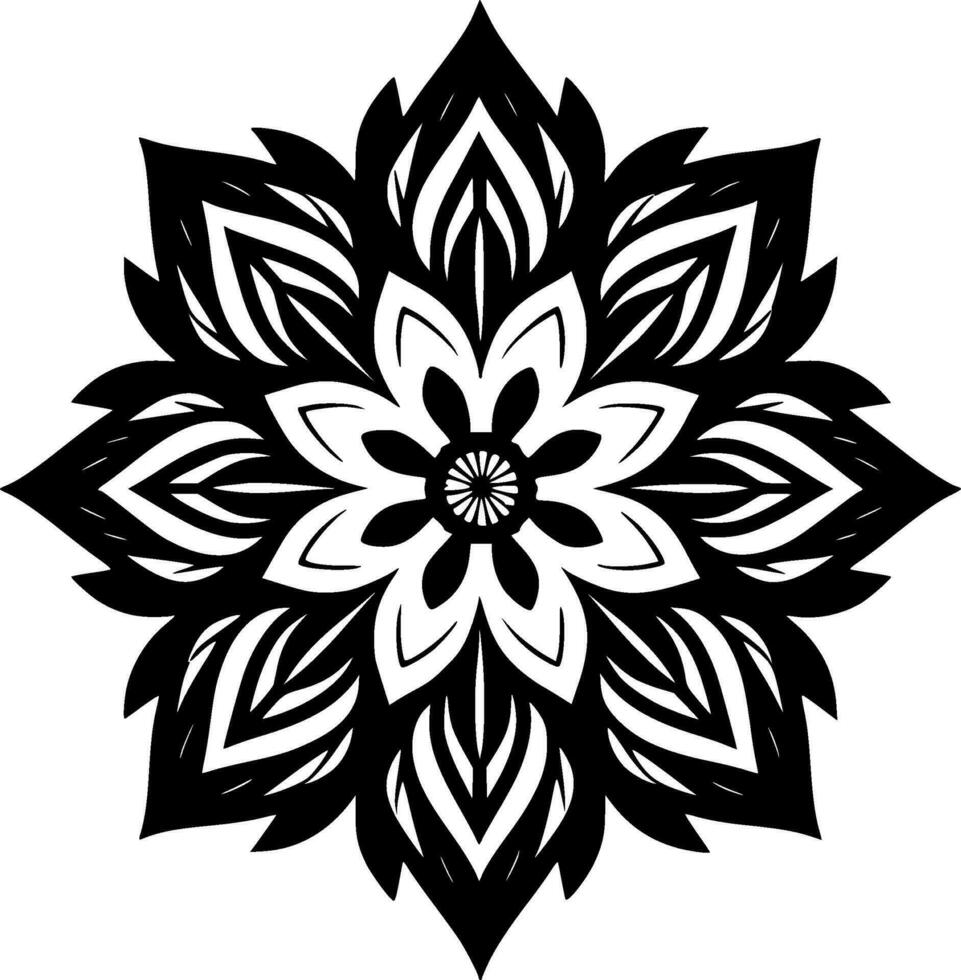 Mandala, Black and White Vector illustration