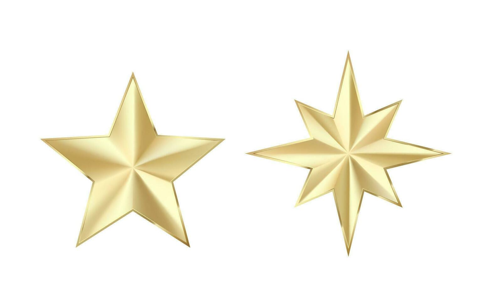 Set of golden stars with glitters. Shiny gold star with sparkles. Vector illustration isolated on white background