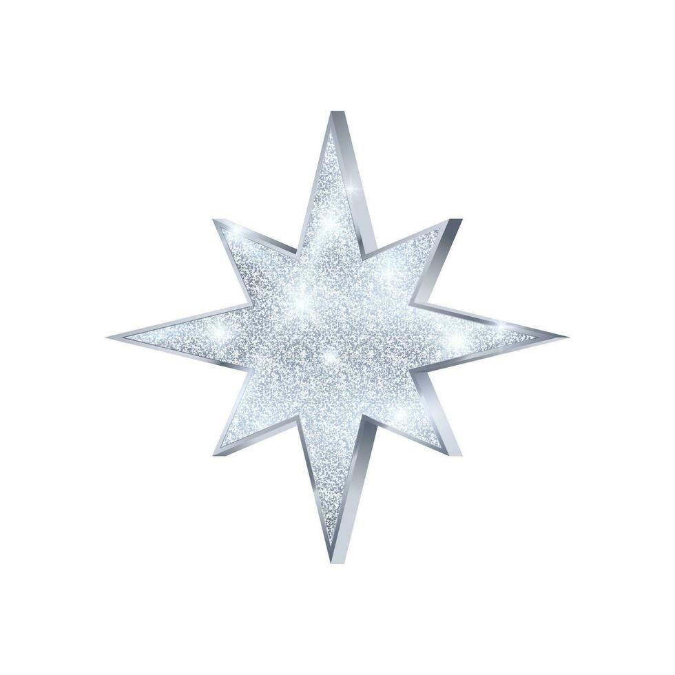 Christmas silver star. Luxury and glamour glitter star. Decoration element for holiday card or banner. illustration vector