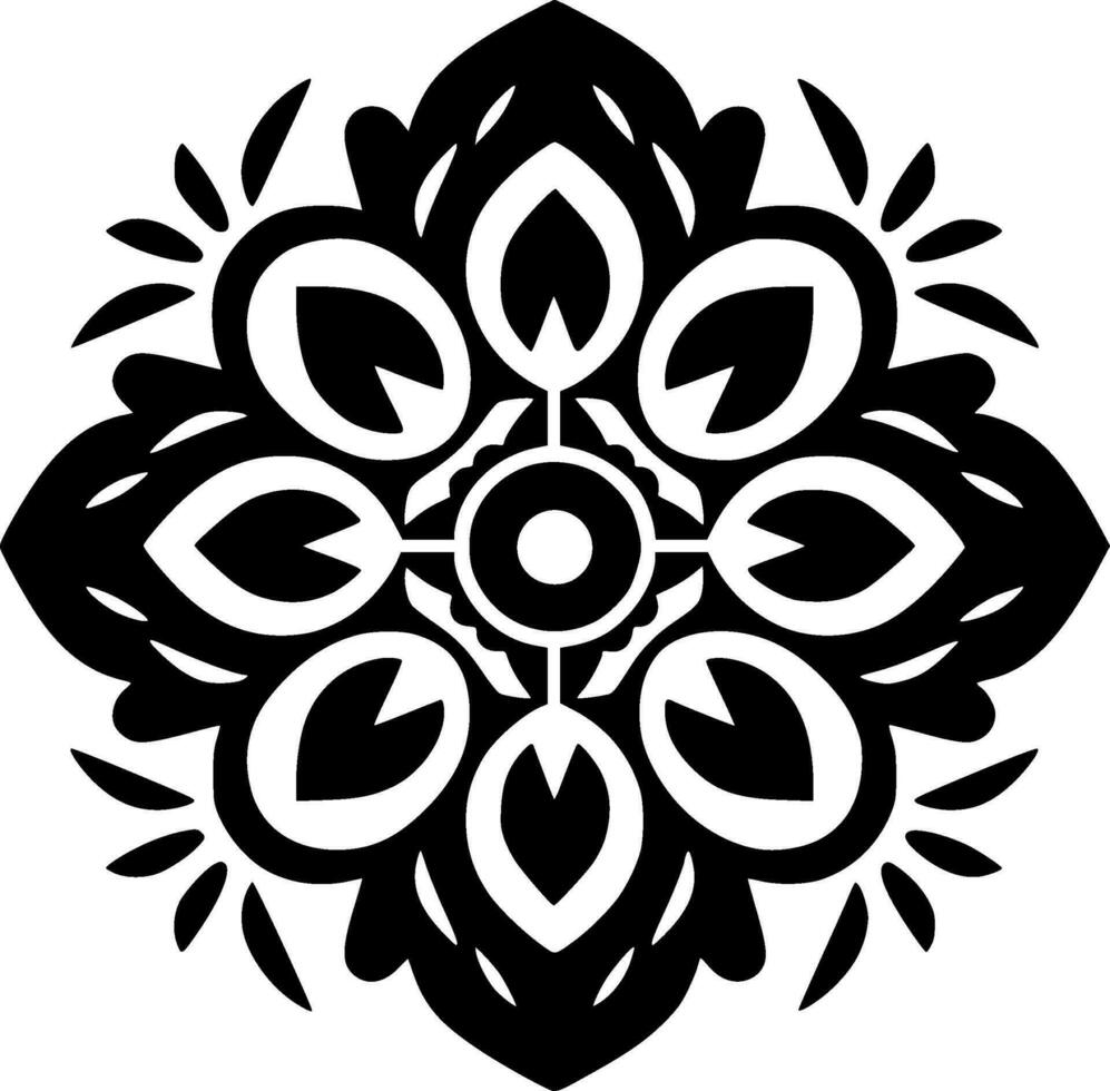 Mandala - Black and White Isolated Icon - Vector illustration