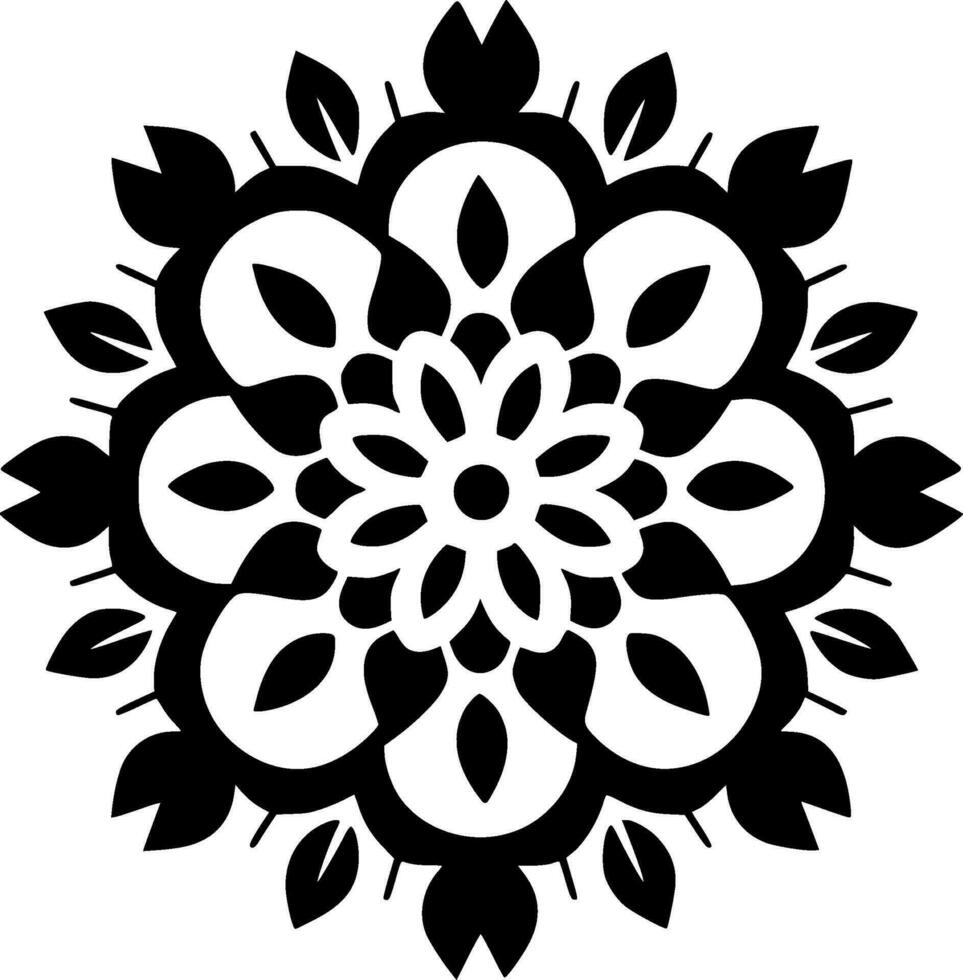 mandala - negro y blanco aislado icono - vector ilustración