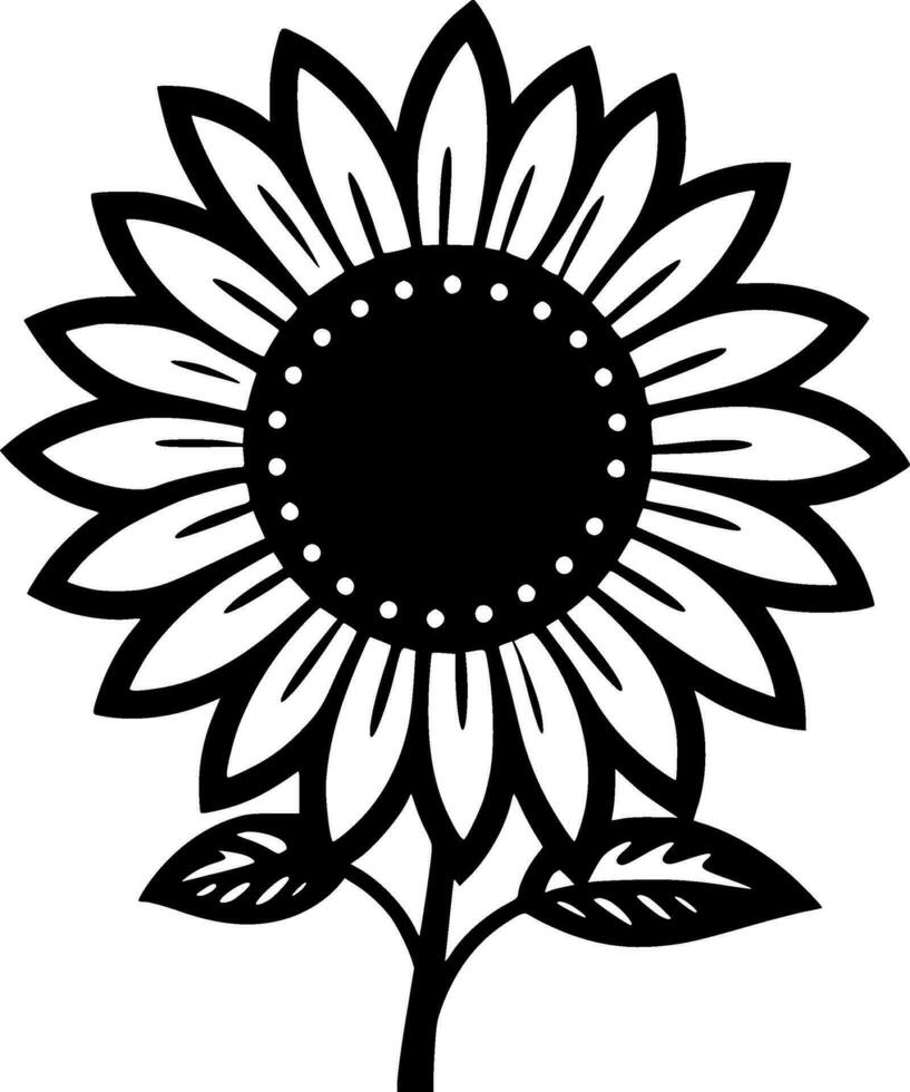 Flower - Black and White Isolated Icon - Vector illustration