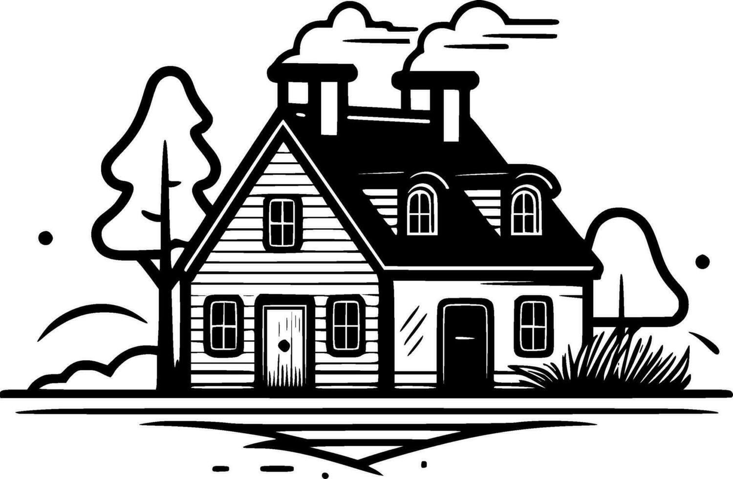 Farmhouse - Minimalist and Flat Logo - Vector illustration