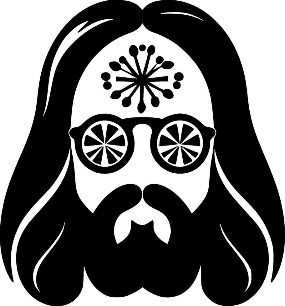 hippie - negro y blanco aislado icono - vector ilustración