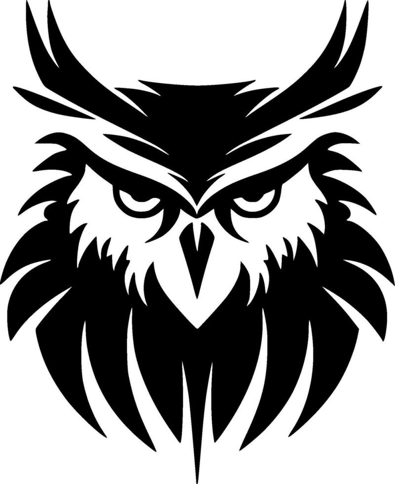 Owl, Black and White Vector illustration