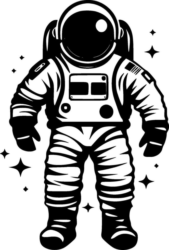 Astronaut - Black and White Isolated Icon - Vector illustration