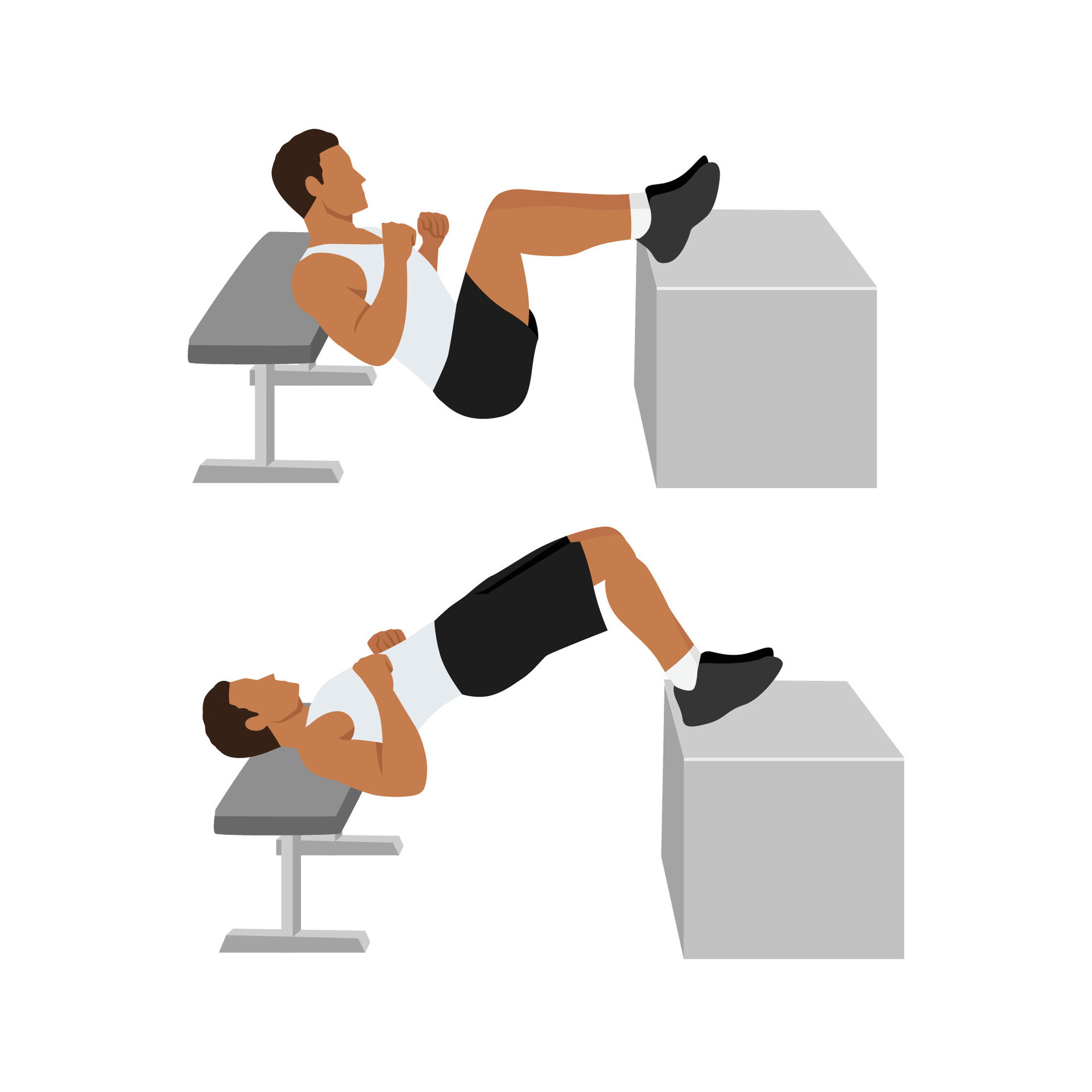 Man doing Elevated. Barbell glute bridges. Hip raises exercise. Flat vector  illustration isolated on white background 27212680 Vector Art at Vecteezy