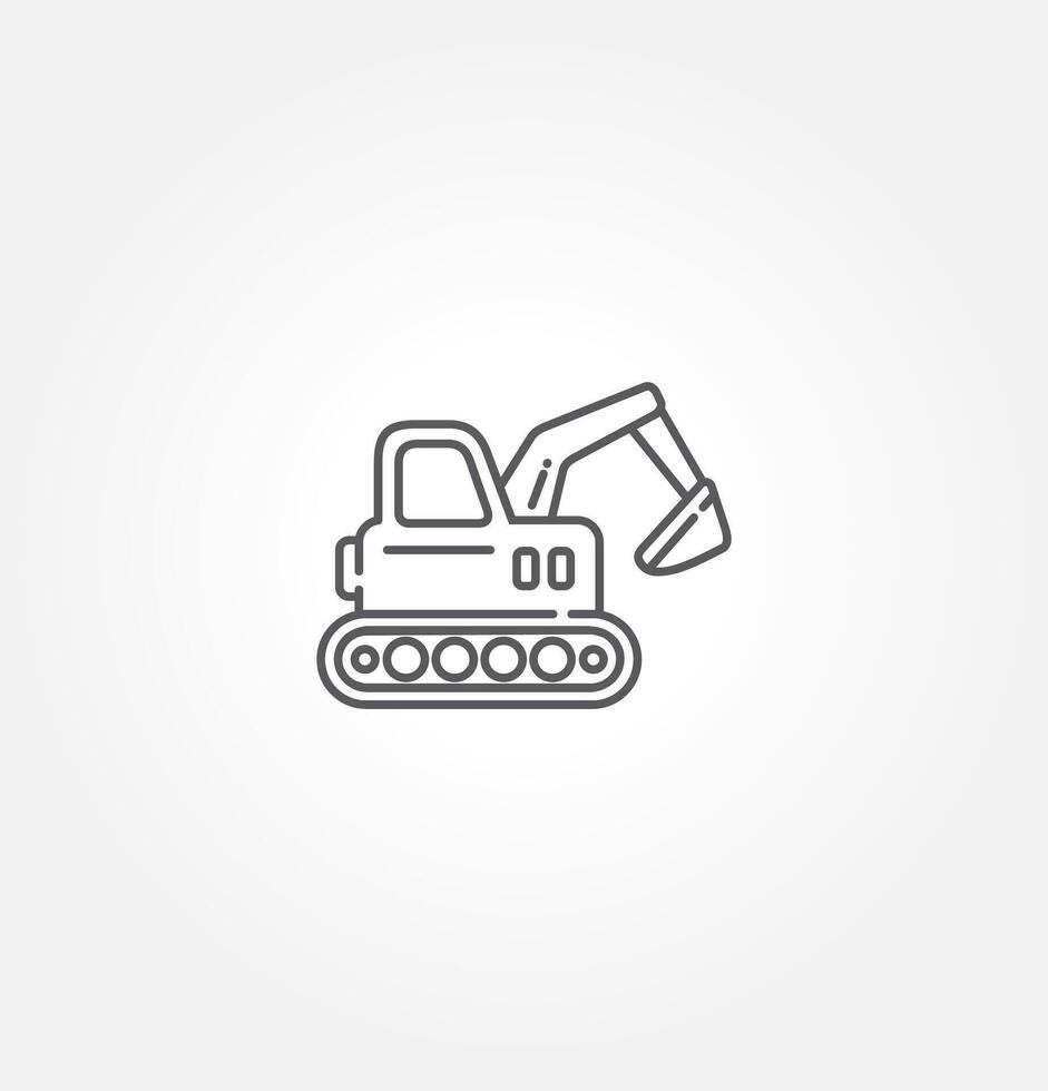 Excavator vector icon. tractor icon illustration in modern design style for web site and mobile app. isolated on grey background.