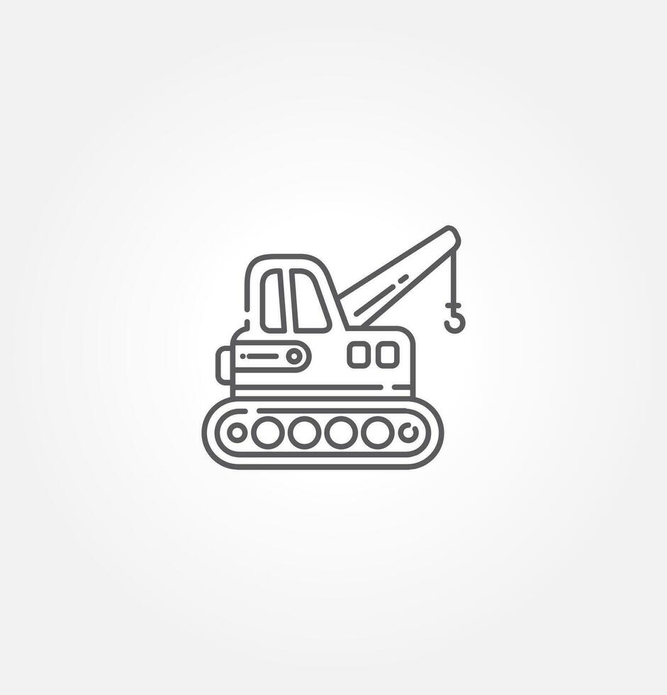 icon of mobile crane crawler heavy vehicles. crane icon vector in trendy style. crawler crane icon illustration. isolated on white background. vector illustration