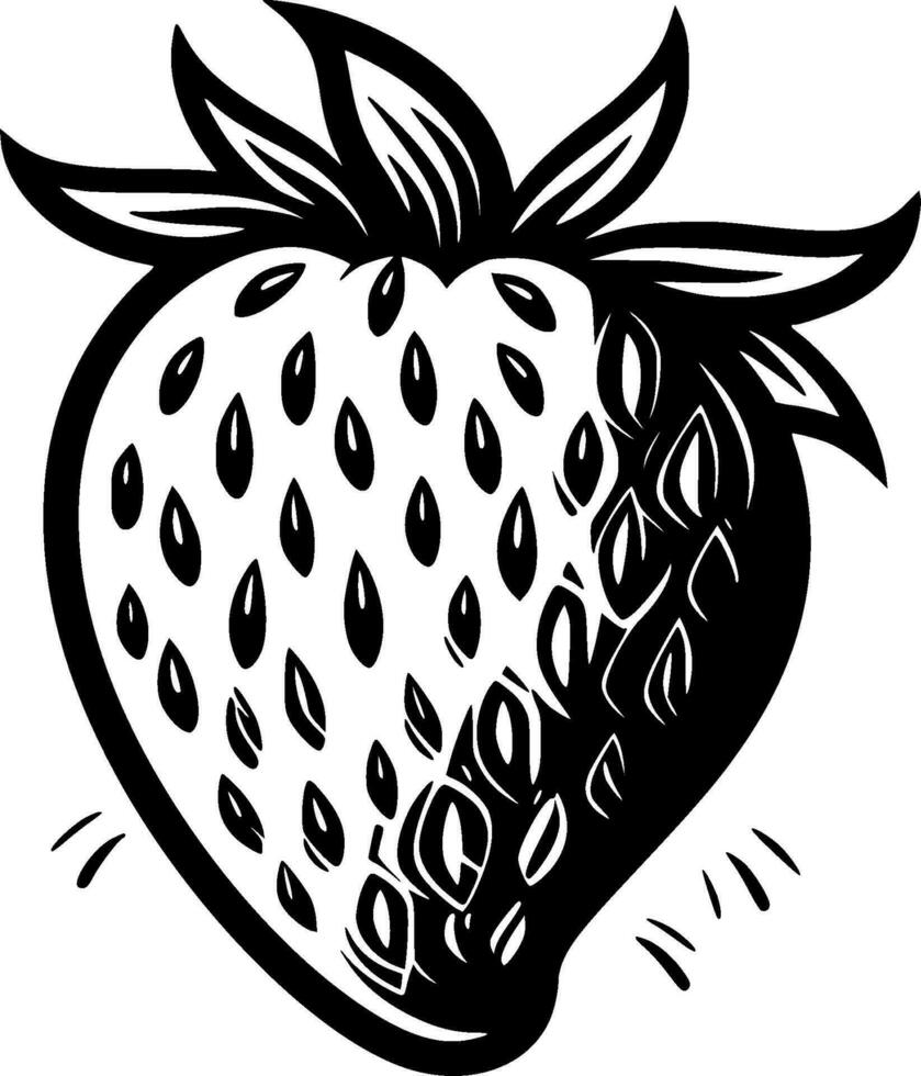 Strawberry, Black and White Vector illustration