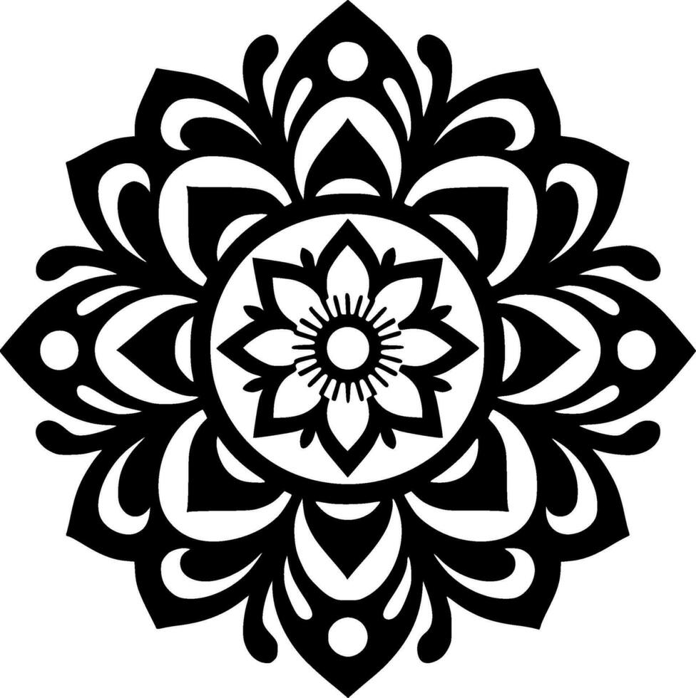 Mandala - Black and White Isolated Icon - Vector illustration