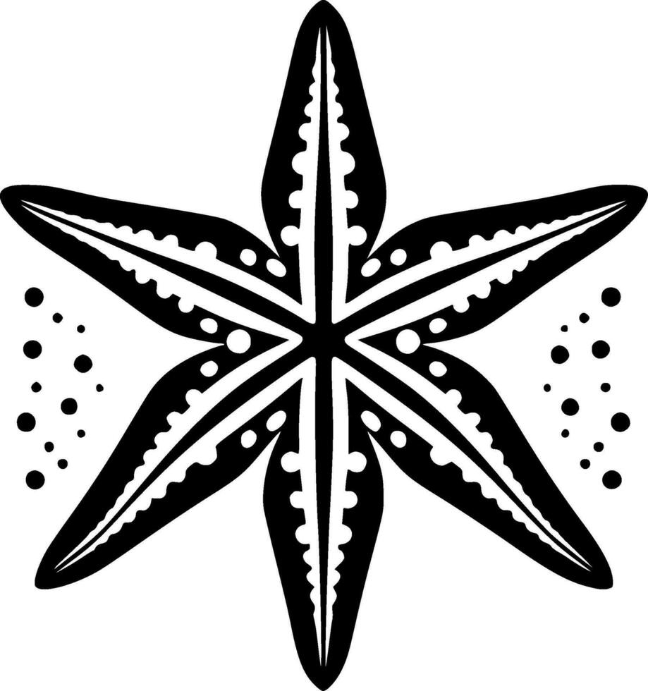 estrella de mar - negro y blanco aislado icono - vector ilustración